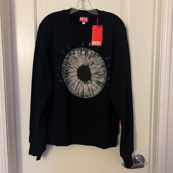 トップス DIESEL Eye On The Prize sweatshirt Diesel Eye On The Prize Black Graphic Crewneck Sweatshirt